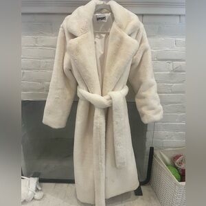 Apparis Women's Cream Faux Fur Coat